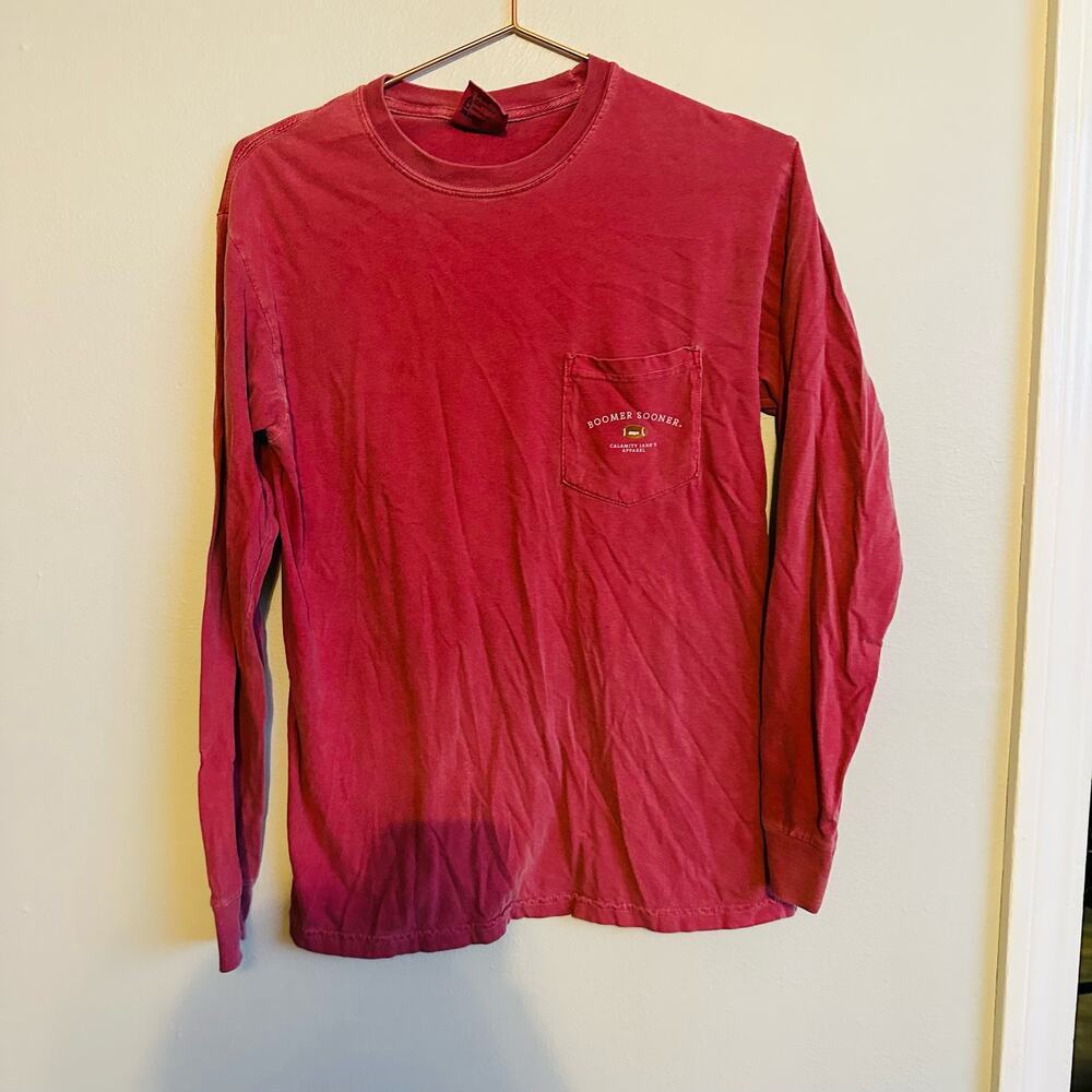 Comfort Colors Crimson Long Sleeve Oklahoma University Football Shirt Size S
